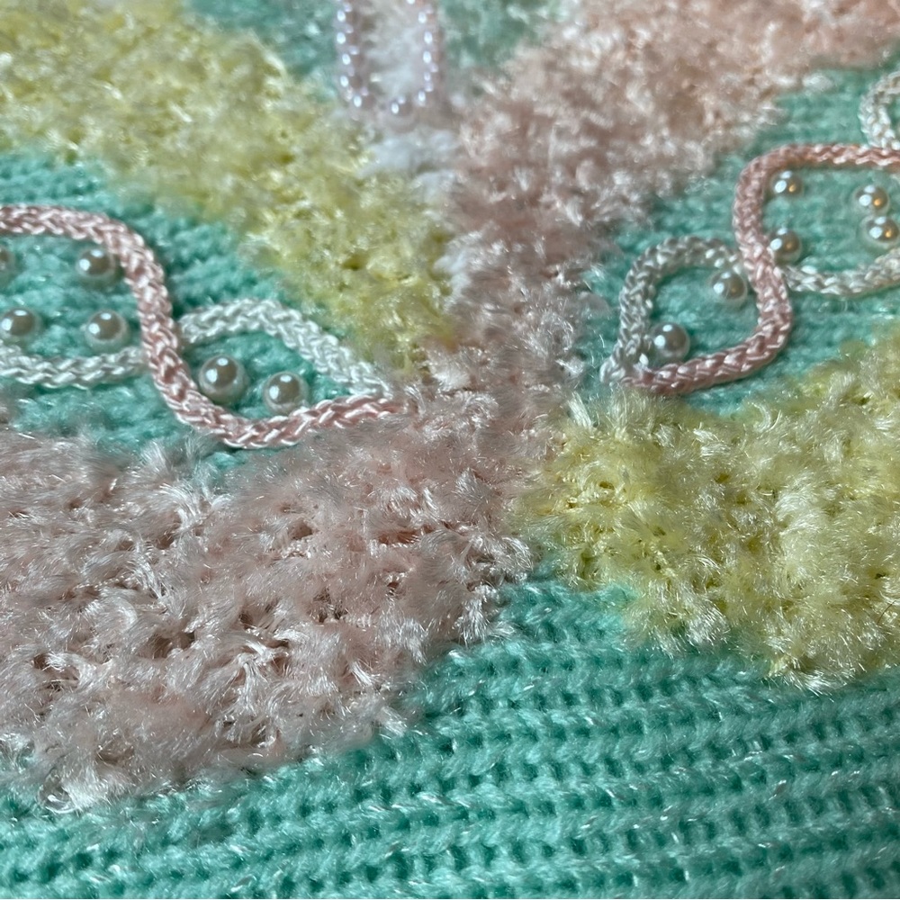❌SOLD🏷️Vintage Jaclyn Smith Fairy Granny Core Knitted Pastel Beaded Sweater - Picture 4 of 10